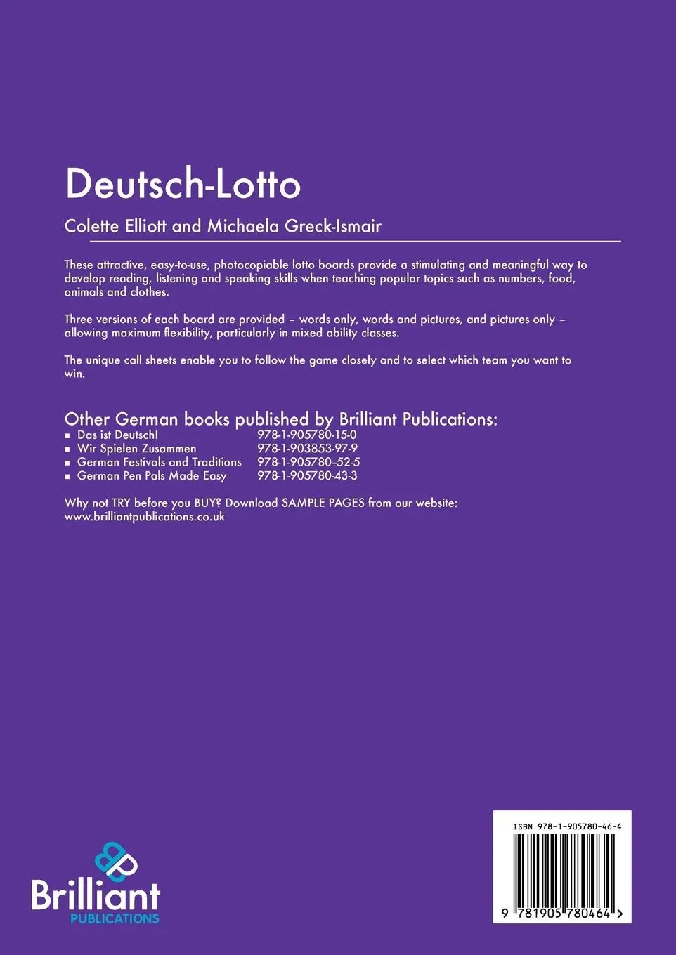 Rückseite: 9781905780464 | Deutsch-Lotto. A Fun Way to Reinforce German Vocabulary | Taschenbuch