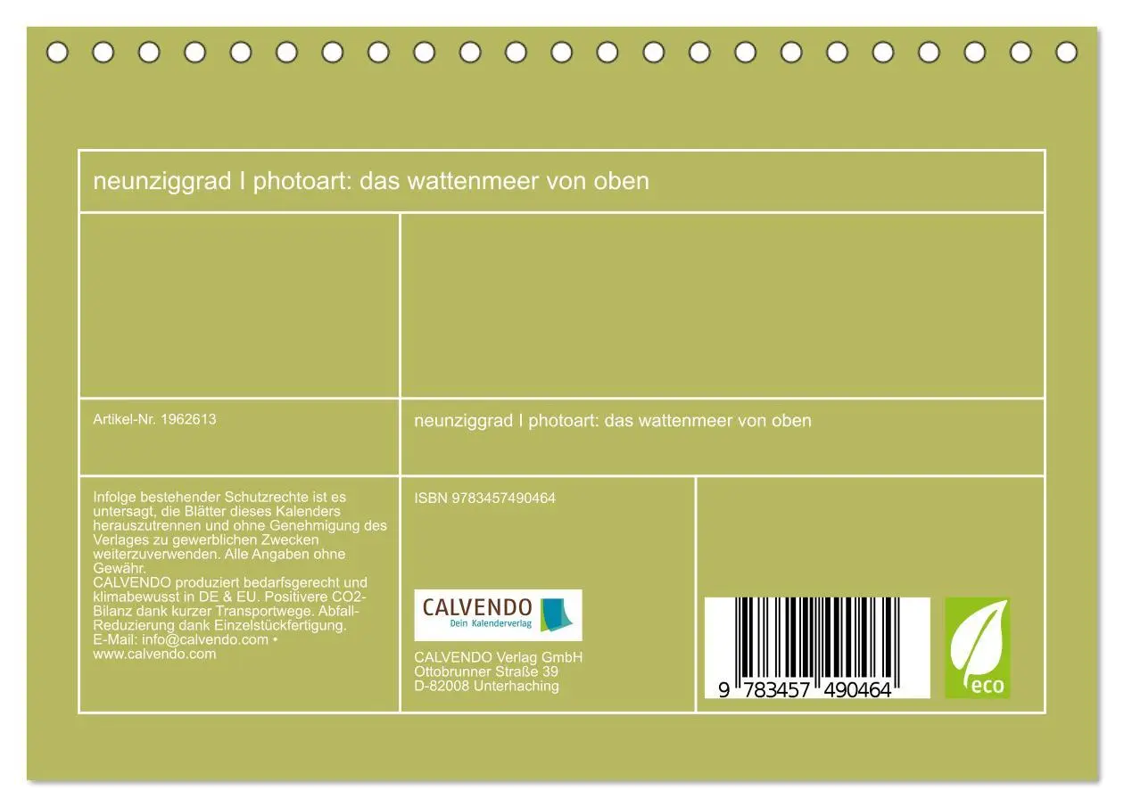 Bild: 9783457490464 | neunziggrad I photoart: das wattenmeer von oben (Tischkalender 2026...