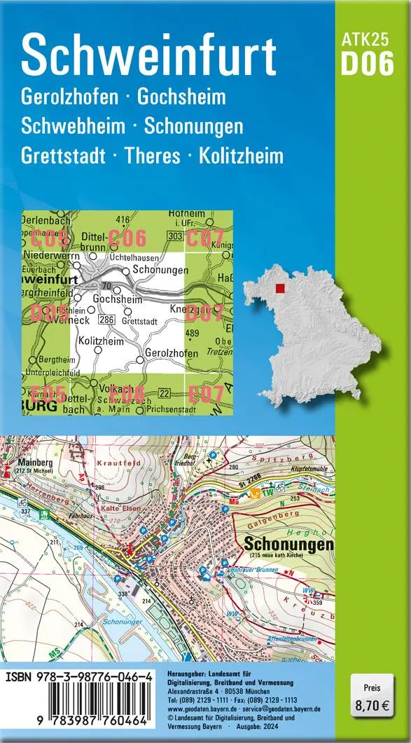 Rückseite: 9783987760464 | ATK25-D06 Schweinfurt (Amtliche Topographische Karte 1:25000) | 2024