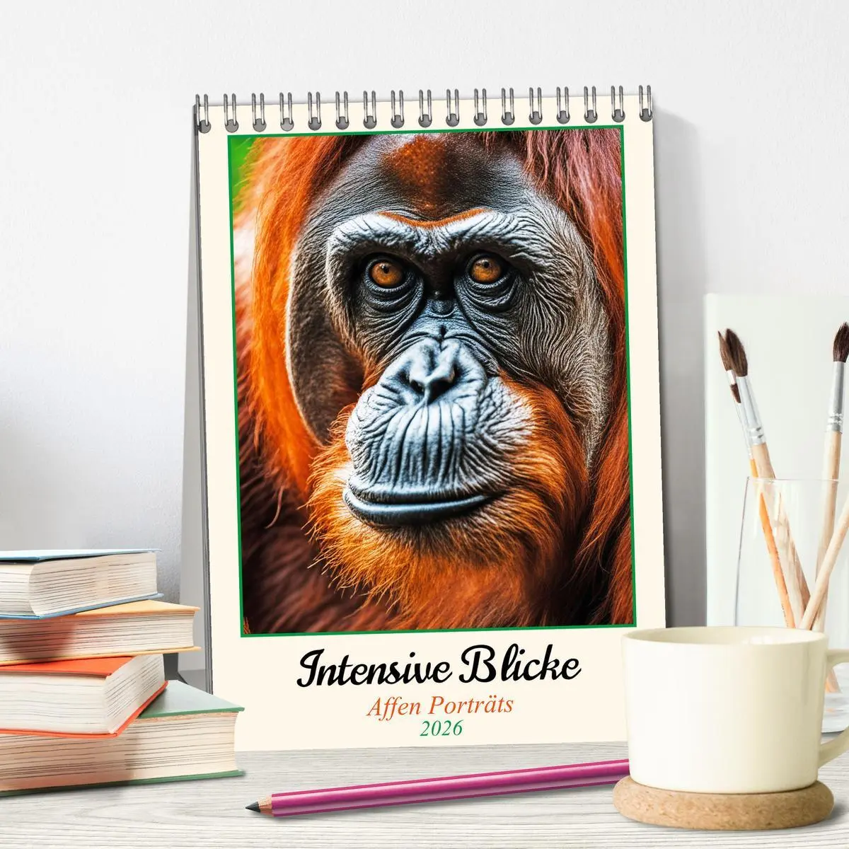 Bild: 9783516260564 | Intensive Blicke - Affen Porträts (Tischkalender 2026 DIN A5 hoch),...