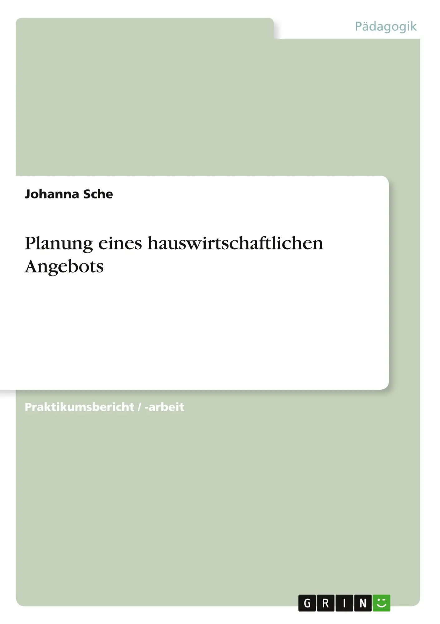 Cover: 9783668970564 | Planung eines hauswirtschaftlichen Angebots | Johanna Sche | Buch