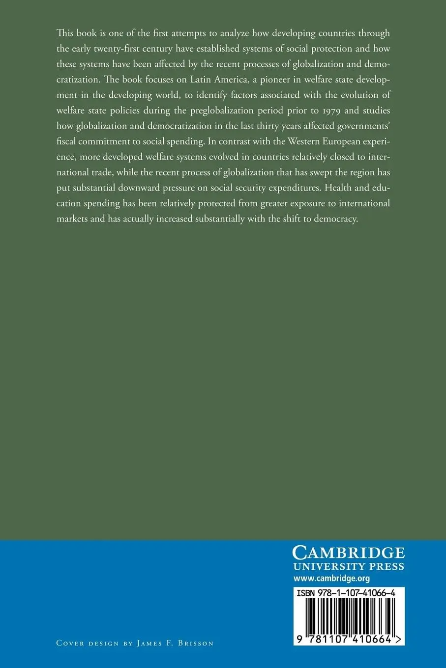 Rückseite: 9781107410664 | The Political Economy of the Welfare State in Latin America | Buch