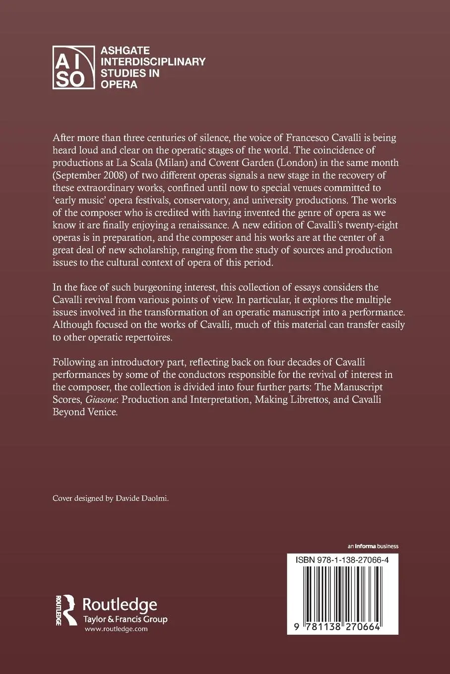 Rückseite: 9781138270664 | Readying Cavalli's Operas for the Stage | Ellen Rosand | Taschenbuch