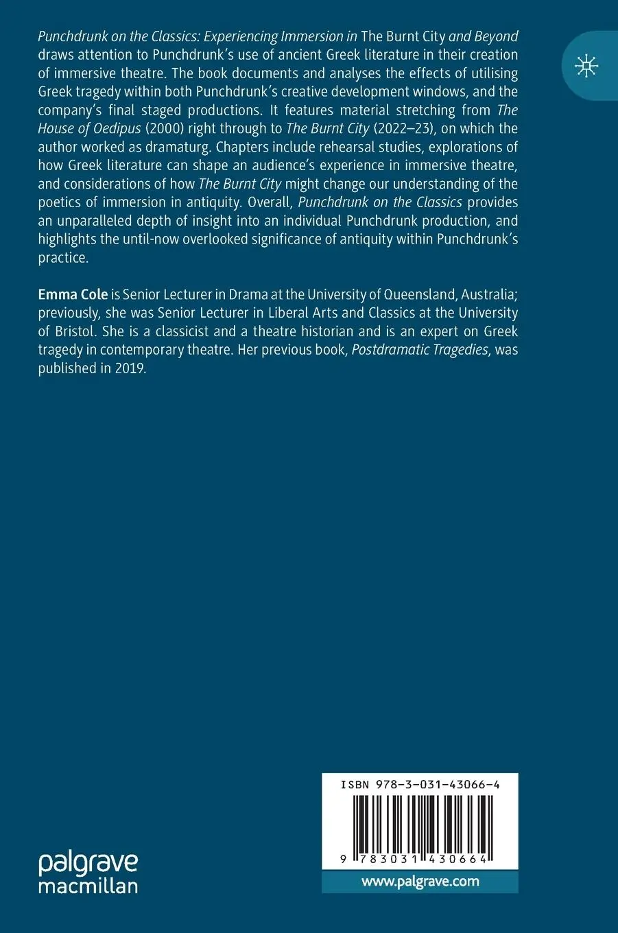 Rückseite: 9783031430664 | Punchdrunk on the Classics | Emma Cole | Buch | xvi | Englisch | 2023