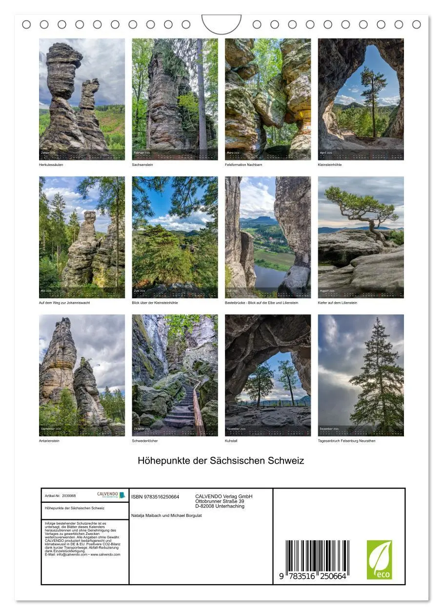 Bild: 9783516250664 | Höhepunkte der Sächsischen Schweiz (Wandkalender 2026 DIN A4 hoch),...