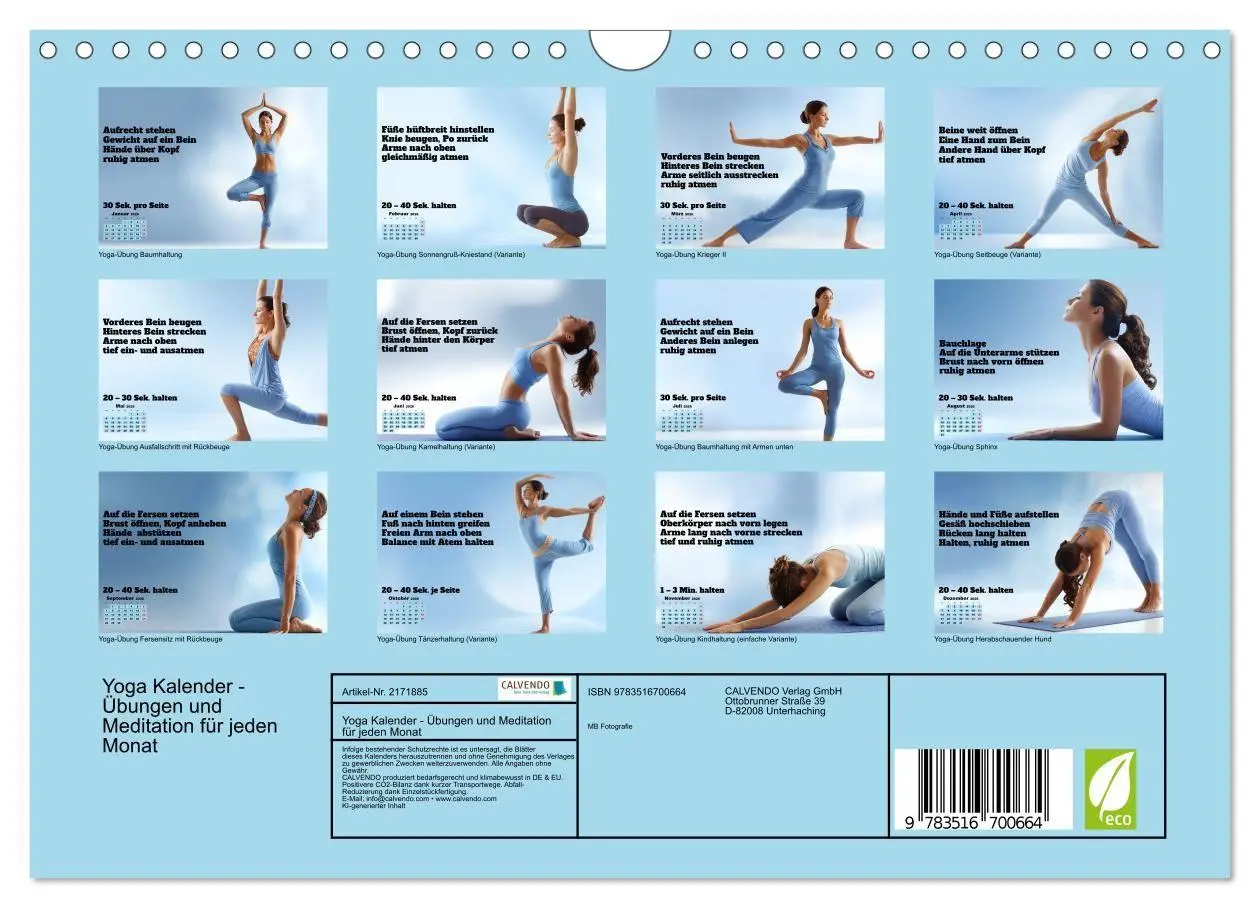 Bild: 9783516700664 | Yoga Kalender - Übungen und Meditation für jeden Monat...