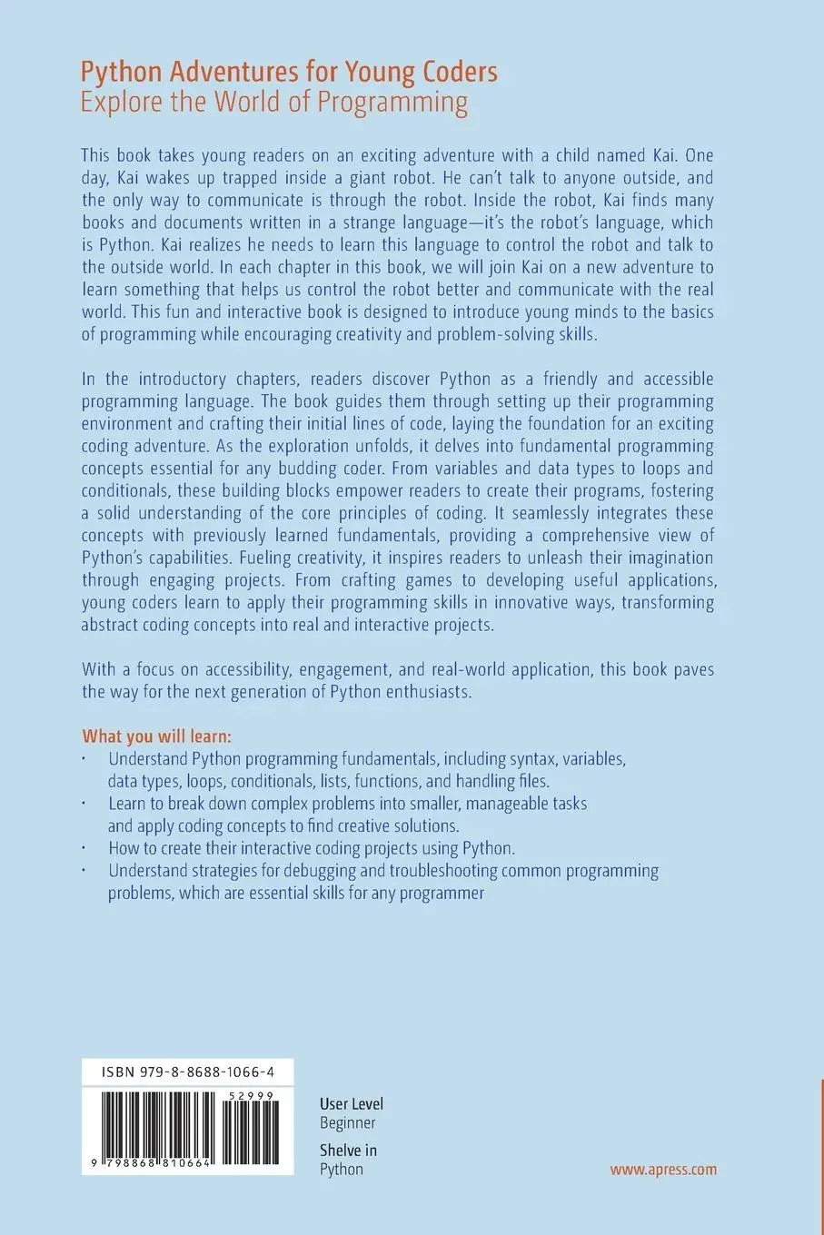 Rückseite: 9798868810664 | Python Adventures for Young Coders | Explore the World of Programming