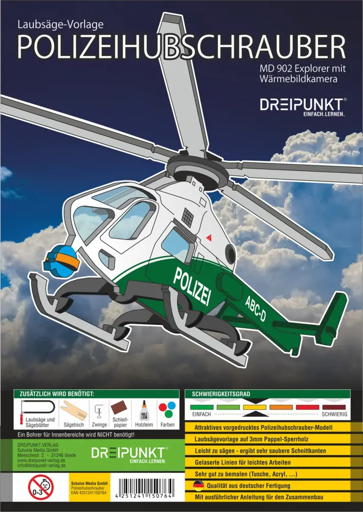 Cover: 4251241150764 | 3D Laubsägevorlage Polizeihubschrauber | Schulze Media GmbH | Deutsch