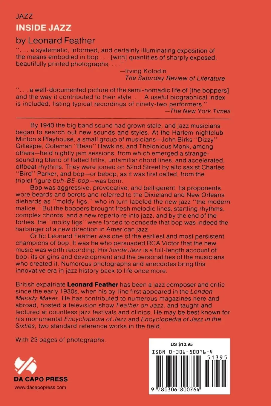 Rückseite: 9780306800764 | Inside Jazz | Leonard Feather | Taschenbuch | Kartoniert / Broschiert