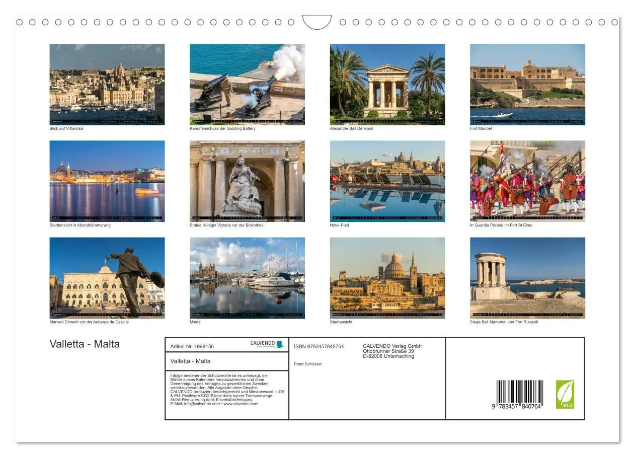 Bild: 9783457840764 | Valletta - Malta (Wandkalender 2026 DIN A3 quer), CALVENDO...