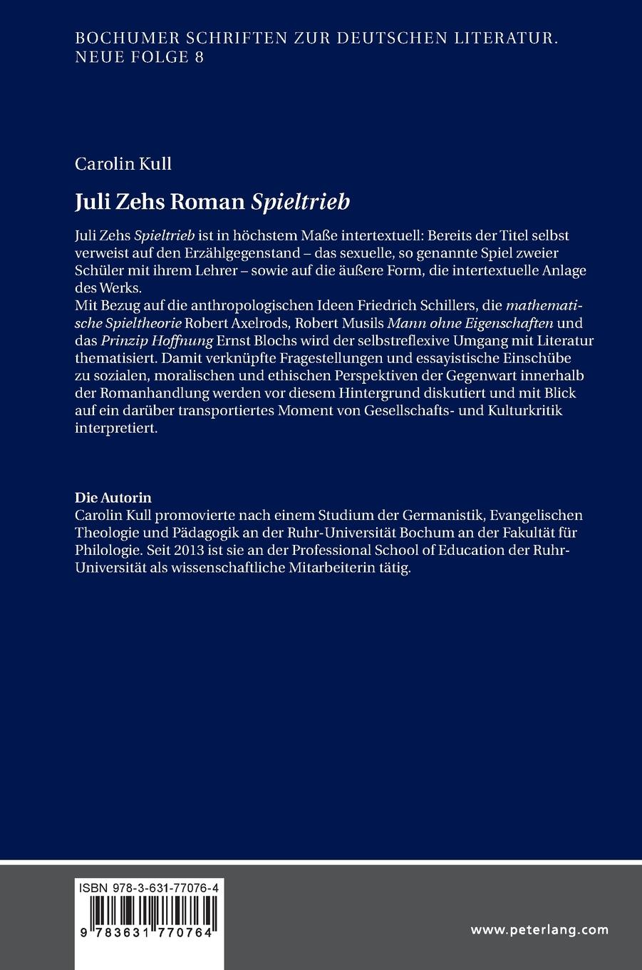 Rückseite: 9783631770764 | Juli Zehs Roman 'Spieltrieb' | Carolin Kull | Buch | Deutsch | 2018