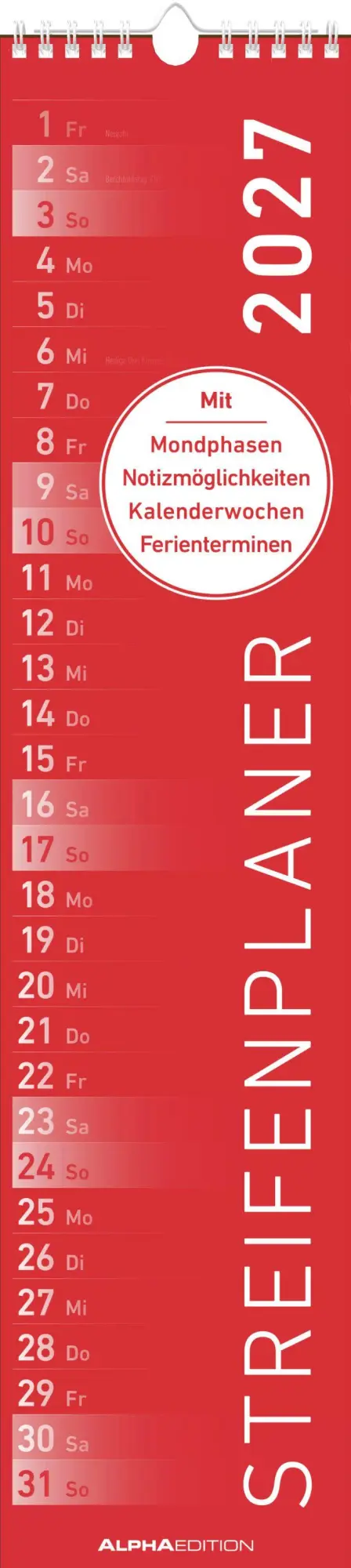 Cover: 4069095010864 | Streifenplaner ROT 2027 | Neumann Verlage GmbH &amp; Co KG | Kalender