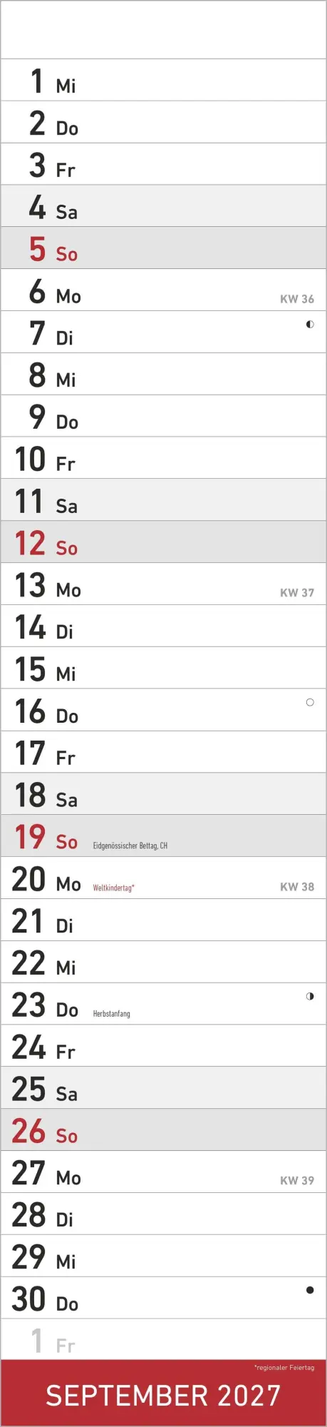 Bild: 4069095010864 | Streifenplaner ROT 2027 | Neumann Verlage GmbH &amp; Co KG | Kalender