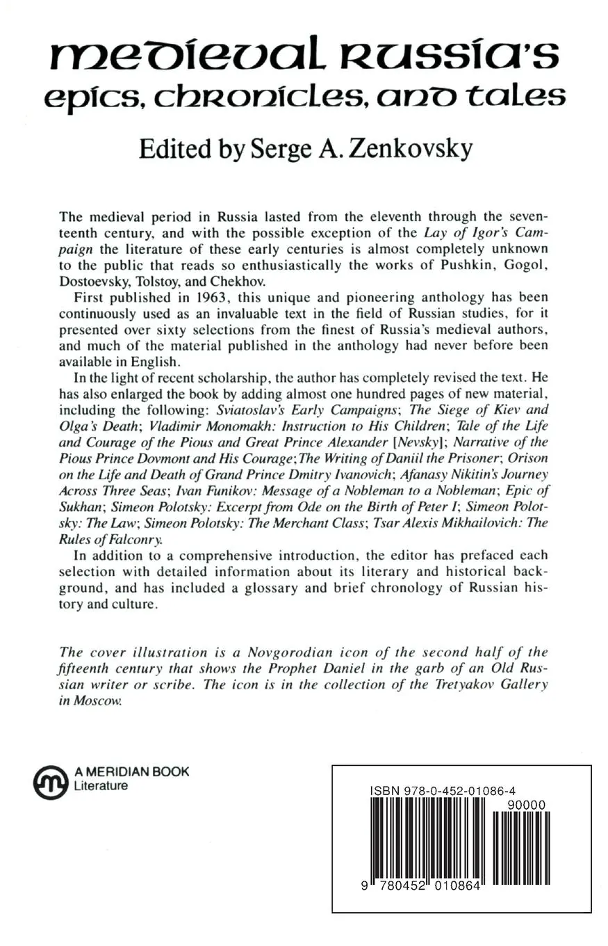 Rückseite: 9780452010864 | Medieval Russia's Epics, Chronicles, and Tales | Serge A. Zenkovsky
