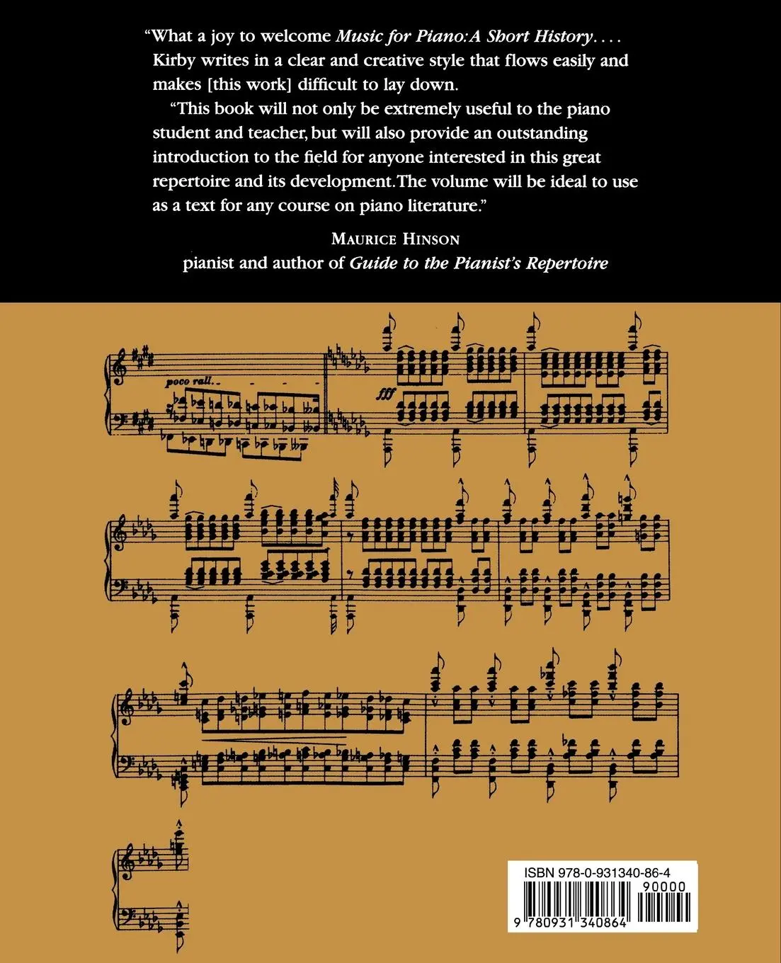 Rückseite: 9780931340864 | Music for Piano | A Short History | F. E. Kirby | Taschenbuch | 2003
