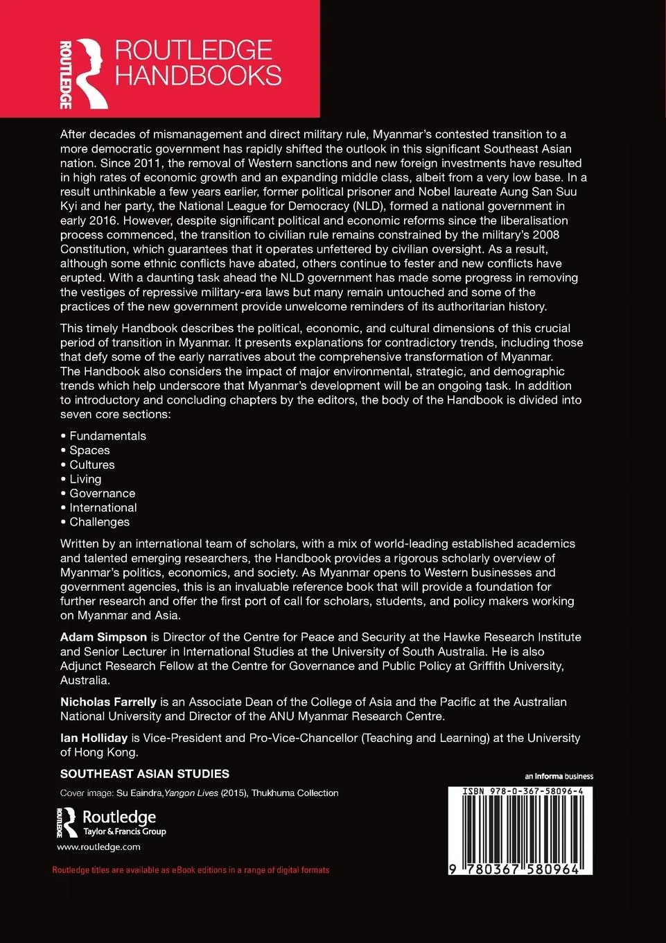 Rückseite: 9780367580964 | Routledge Handbook of Contemporary Myanmar | Adam Simpson (u. a.)