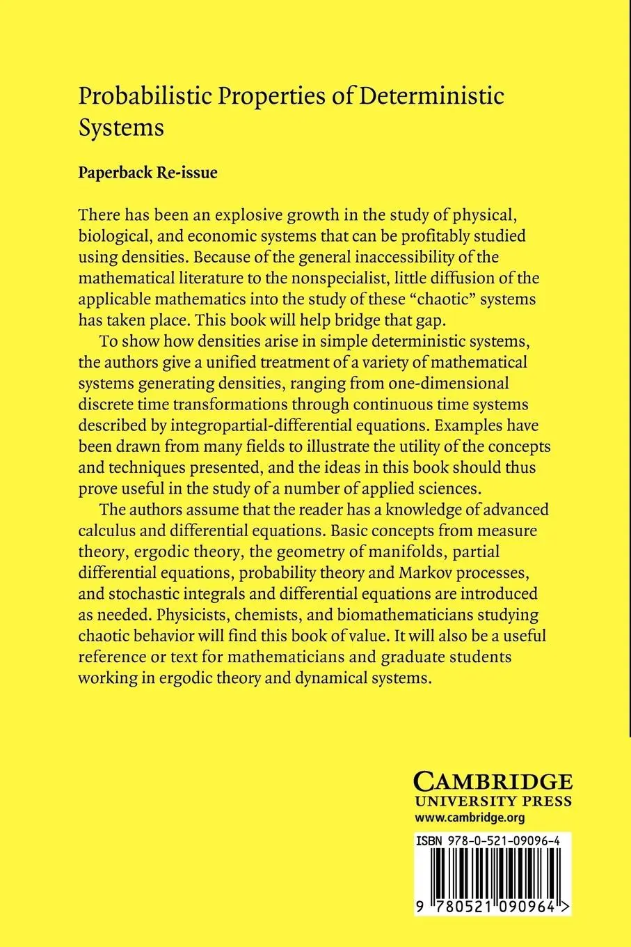 Rückseite: 9780521090964 | Probabilistic Properties of Deterministic Systems | Lasota (u. a.)