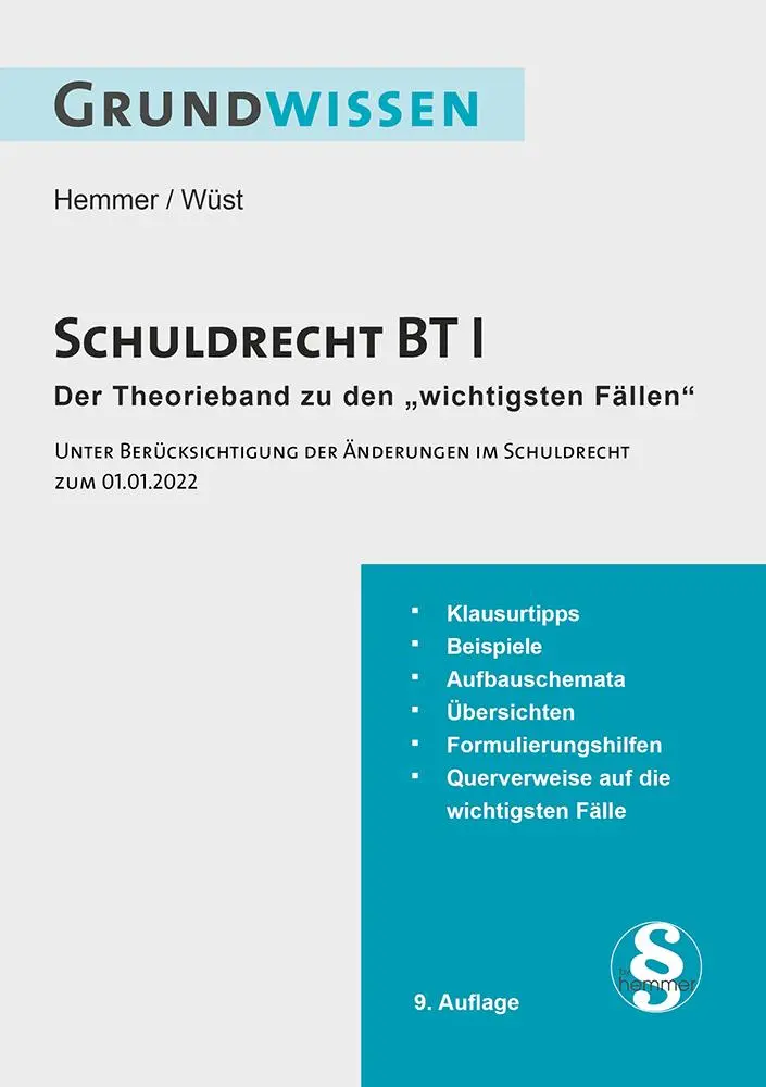 Cover: 9783968380964 | Grundwissen Schuldrecht BT I | Karl-Edmund Hemmer (u. a.) | Buch | VI