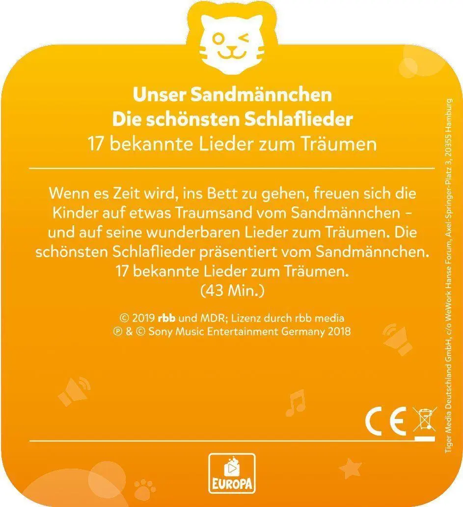 Bild: 4260535481064 | tigercard - Unser Sandmännchen - Folge 14: Die schönsten Schlaflieder