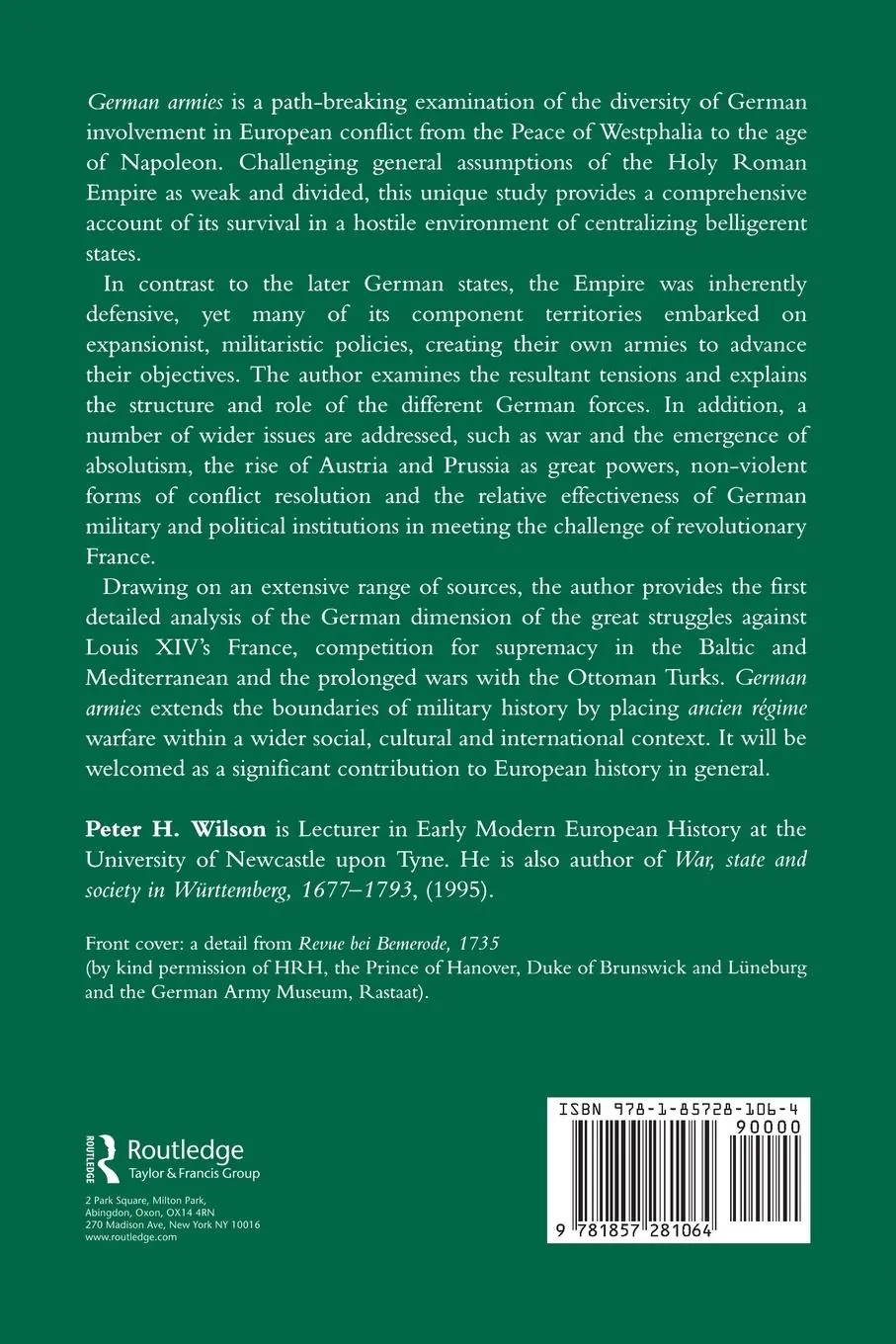 Rückseite: 9781857281064 | German Armies | War and German Society, 1648-1806 | Peter Wilson