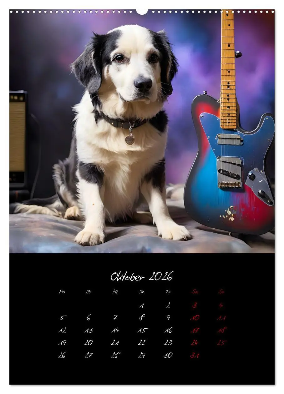 Bild: 9783457261064 | Gitarren und Hunde mit Herz (hochwertiger Premium Wandkalender 2026...