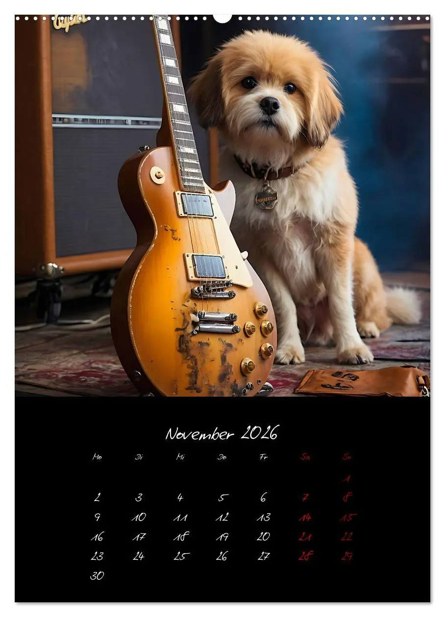 Bild: 9783457261064 | Gitarren und Hunde mit Herz (hochwertiger Premium Wandkalender 2026...