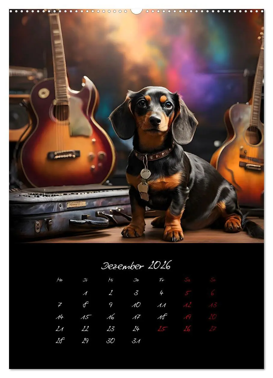Bild: 9783457261064 | Gitarren und Hunde mit Herz (hochwertiger Premium Wandkalender 2026...