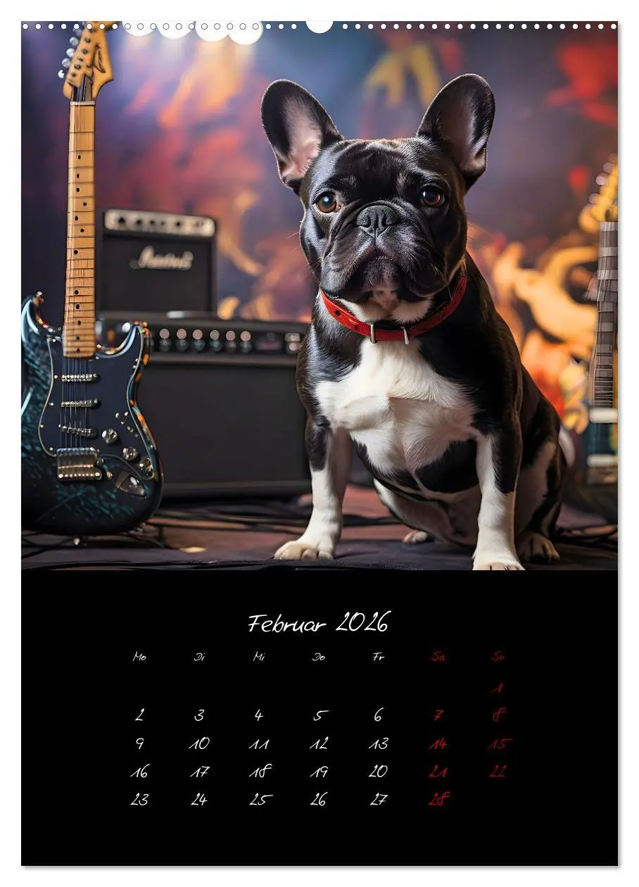Bild: 9783457261064 | Gitarren und Hunde mit Herz (hochwertiger Premium Wandkalender 2026...
