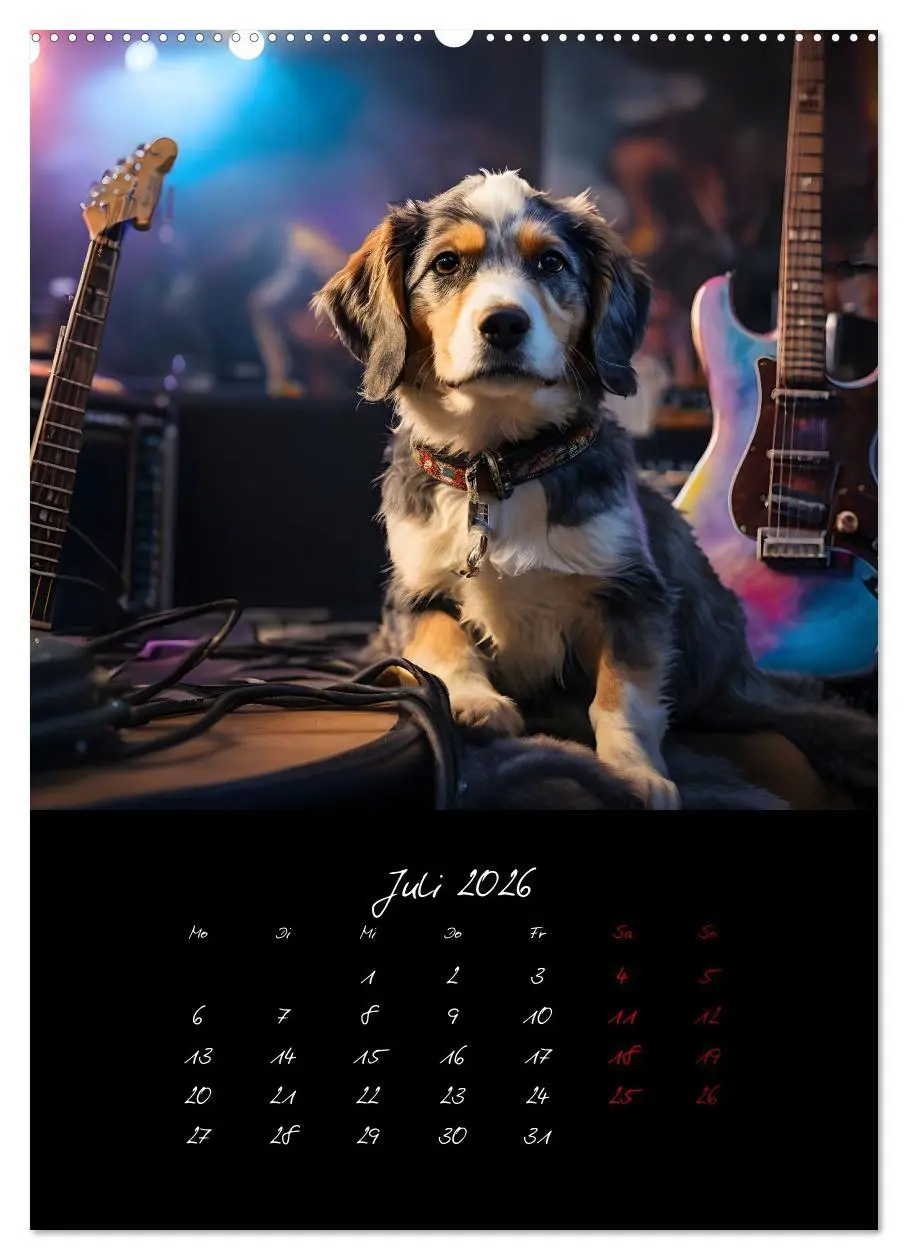 Bild: 9783457261064 | Gitarren und Hunde mit Herz (hochwertiger Premium Wandkalender 2026...