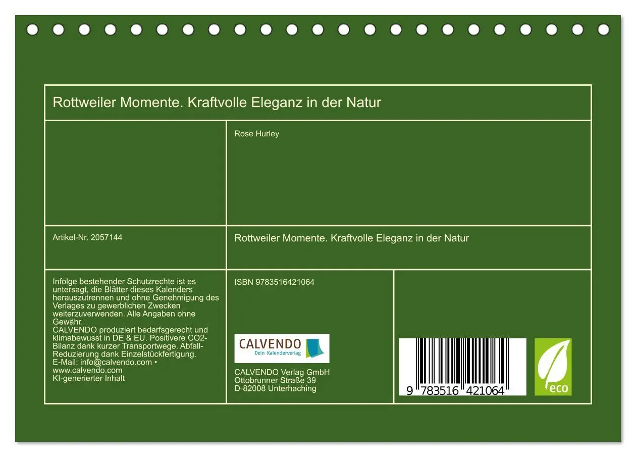 Bild: 9783516421064 | Rottweiler Momente. Kraftvolle Eleganz in der Natur (Tischkalender...