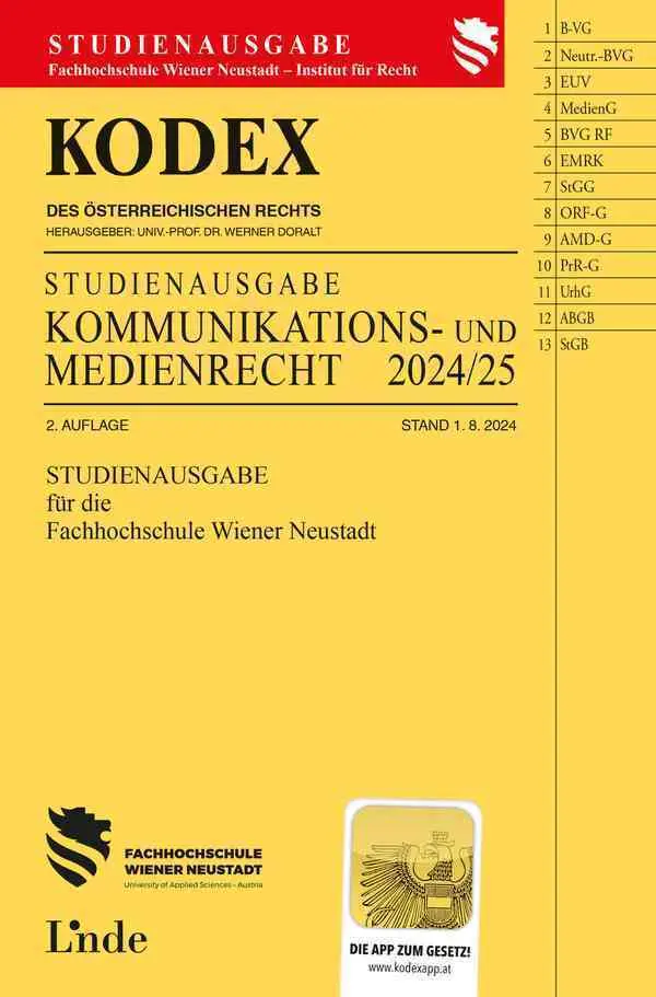Cover: 9783707351064 | KODEX Studienausgabe Kommunikations- und Medienrecht 2024/25 | Doralt