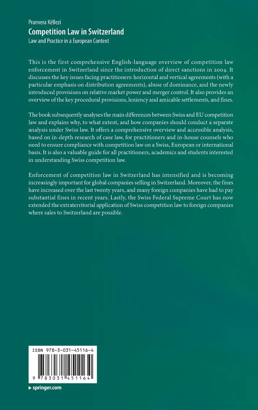 Rückseite: 9783031451164 | Competition Law in Switzerland | Pranvera Këllezi | Buch | xxi | 2023