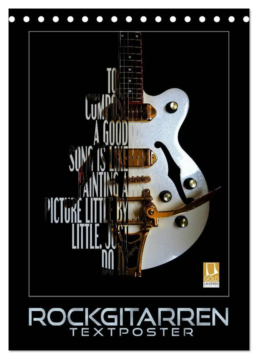 Cover: 9783516411164 | Rockgitarren Textposter (Tischkalender 2026 DIN A5 hoch), CALVENDO...