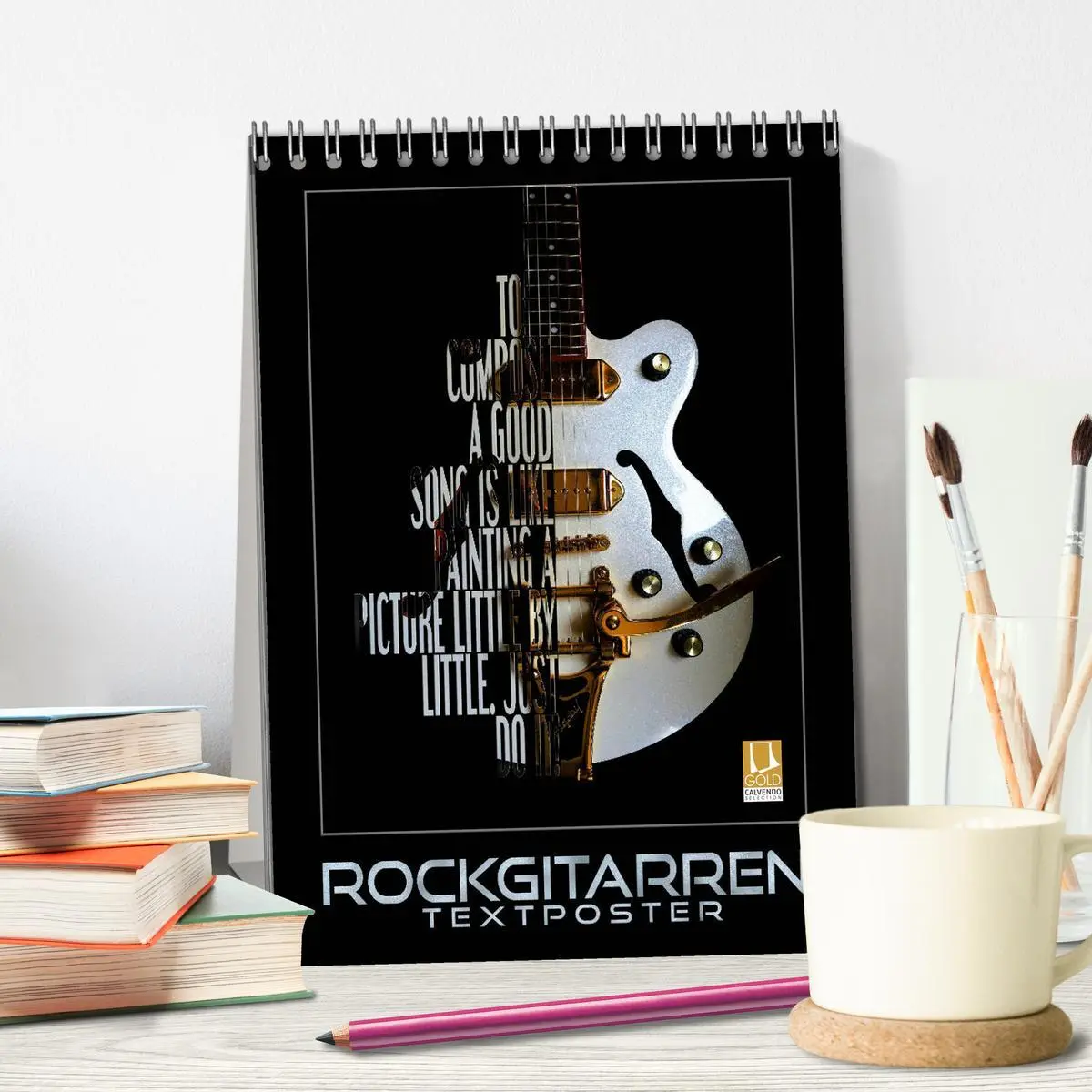 Bild: 9783516411164 | Rockgitarren Textposter (Tischkalender 2026 DIN A5 hoch), CALVENDO...