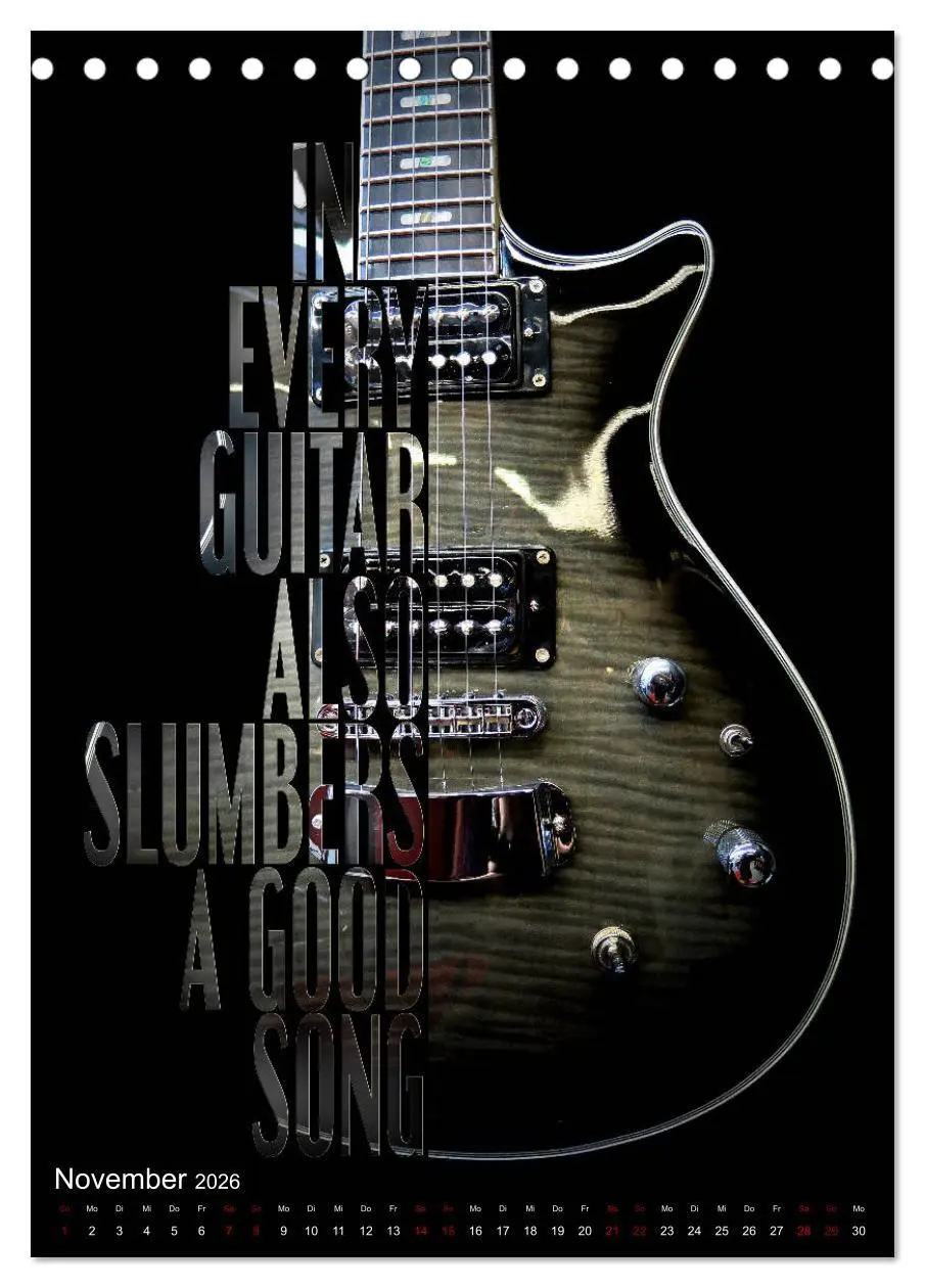 Bild: 9783516411164 | Rockgitarren Textposter (Tischkalender 2026 DIN A5 hoch), CALVENDO...