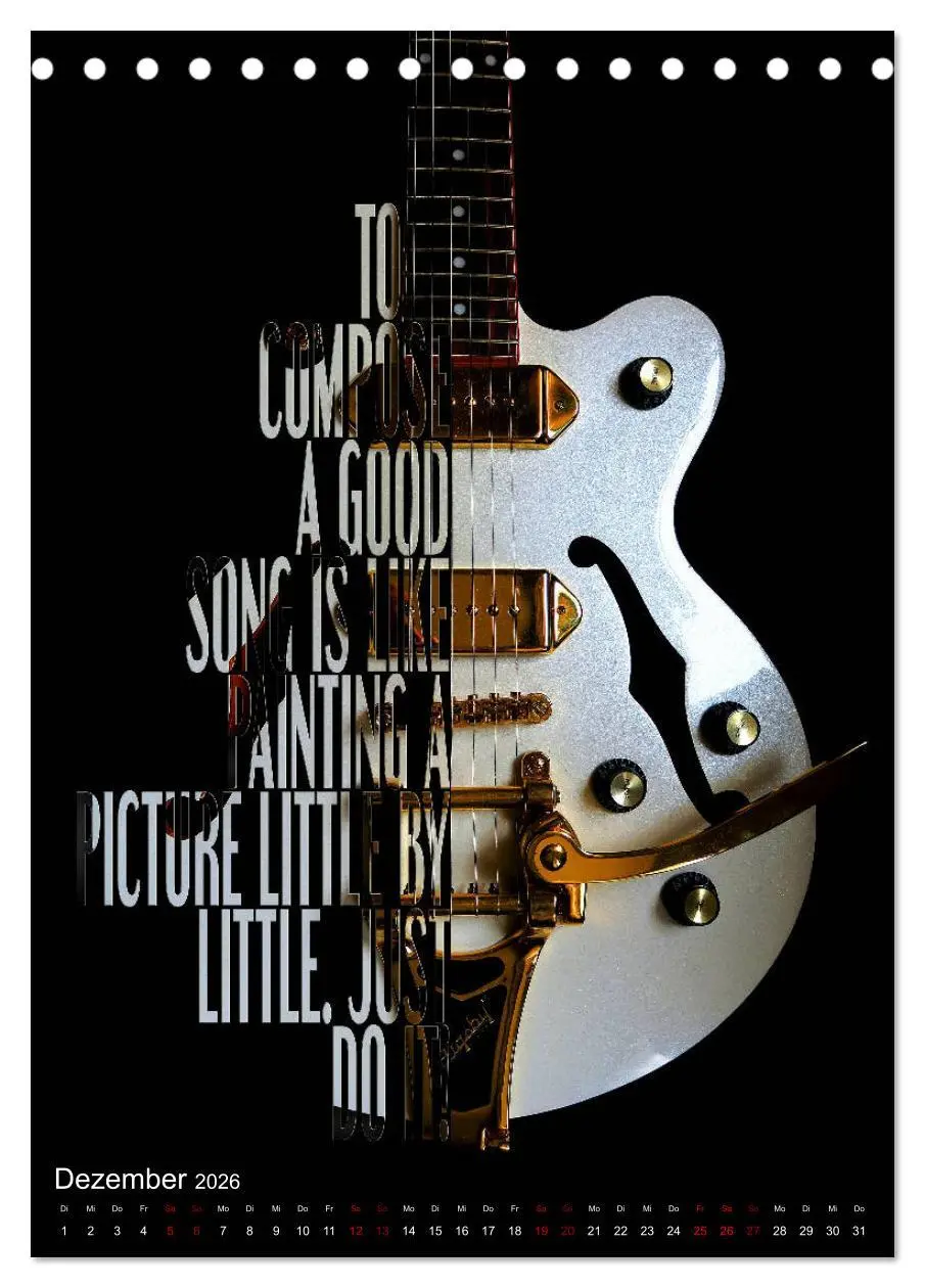 Bild: 9783516411164 | Rockgitarren Textposter (Tischkalender 2026 DIN A5 hoch), CALVENDO...