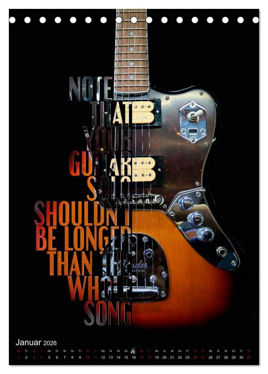 Bild: 9783516411164 | Rockgitarren Textposter (Tischkalender 2026 DIN A5 hoch), CALVENDO...