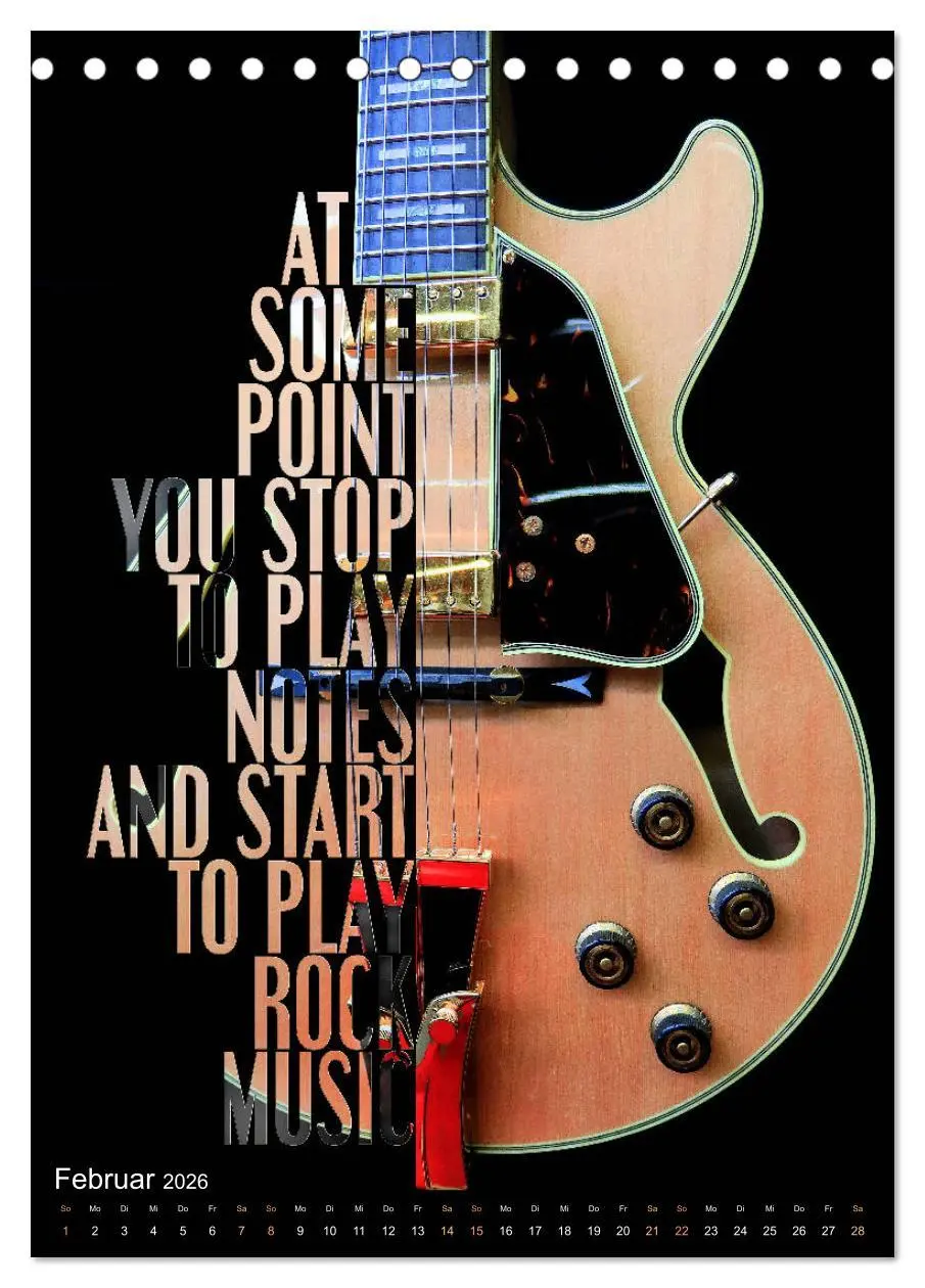 Bild: 9783516411164 | Rockgitarren Textposter (Tischkalender 2026 DIN A5 hoch), CALVENDO...