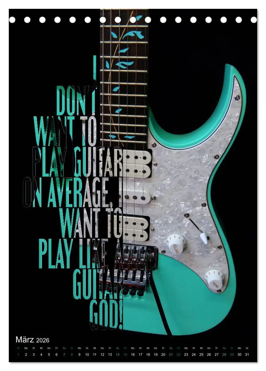 Bild: 9783516411164 | Rockgitarren Textposter (Tischkalender 2026 DIN A5 hoch), CALVENDO...