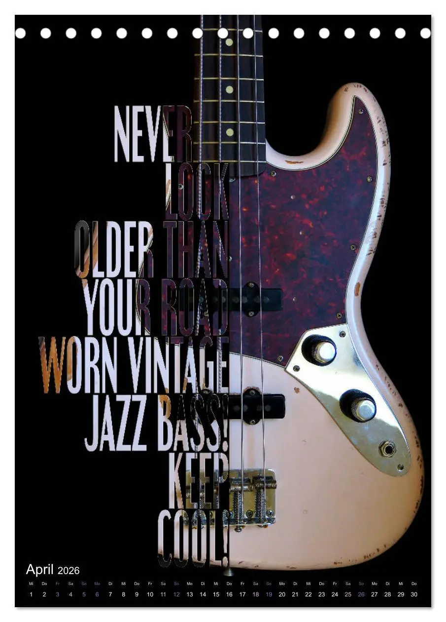 Bild: 9783516411164 | Rockgitarren Textposter (Tischkalender 2026 DIN A5 hoch), CALVENDO...