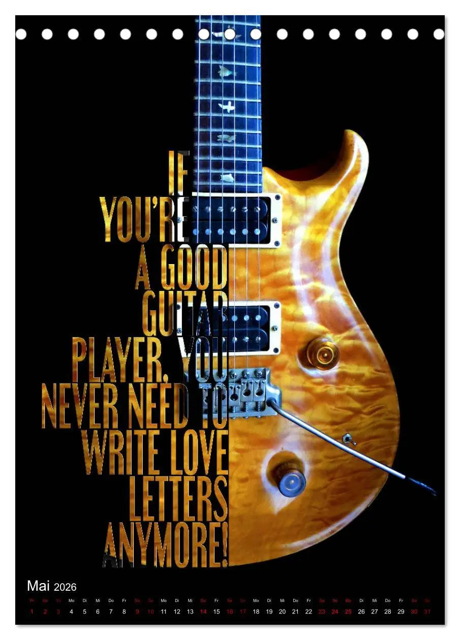 Bild: 9783516411164 | Rockgitarren Textposter (Tischkalender 2026 DIN A5 hoch), CALVENDO...