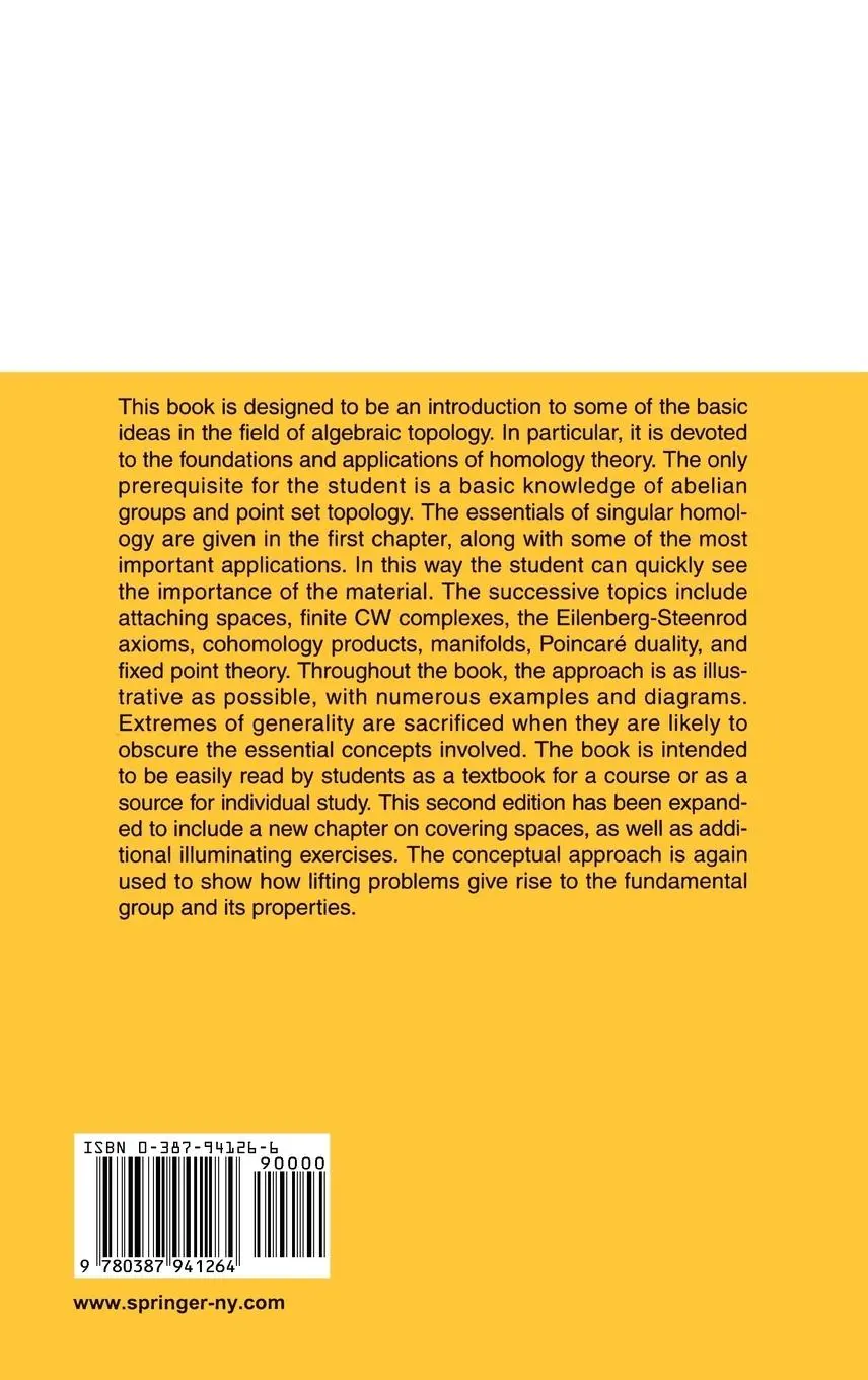 Rückseite: 9780387941264 | Homology Theory | An Introduction to Algebraic Topology | Vick | Buch