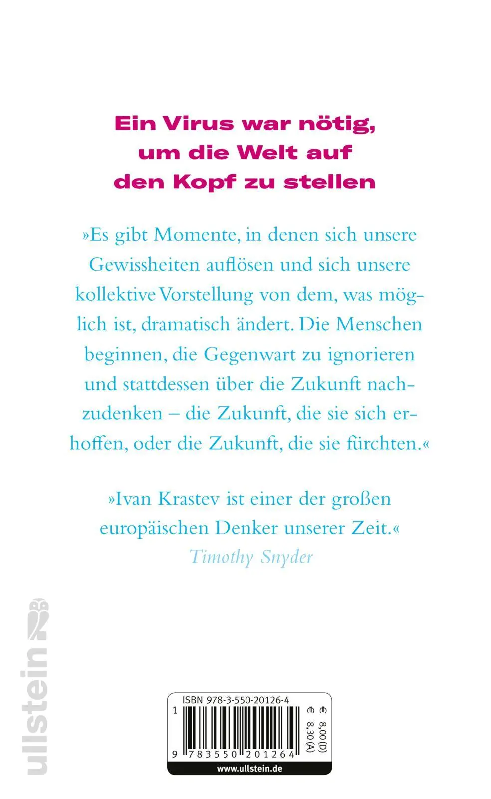 Rückseite: 9783550201264 | Ist heute schon morgen? | Wie die Pandemie Europa verändert | Krastev