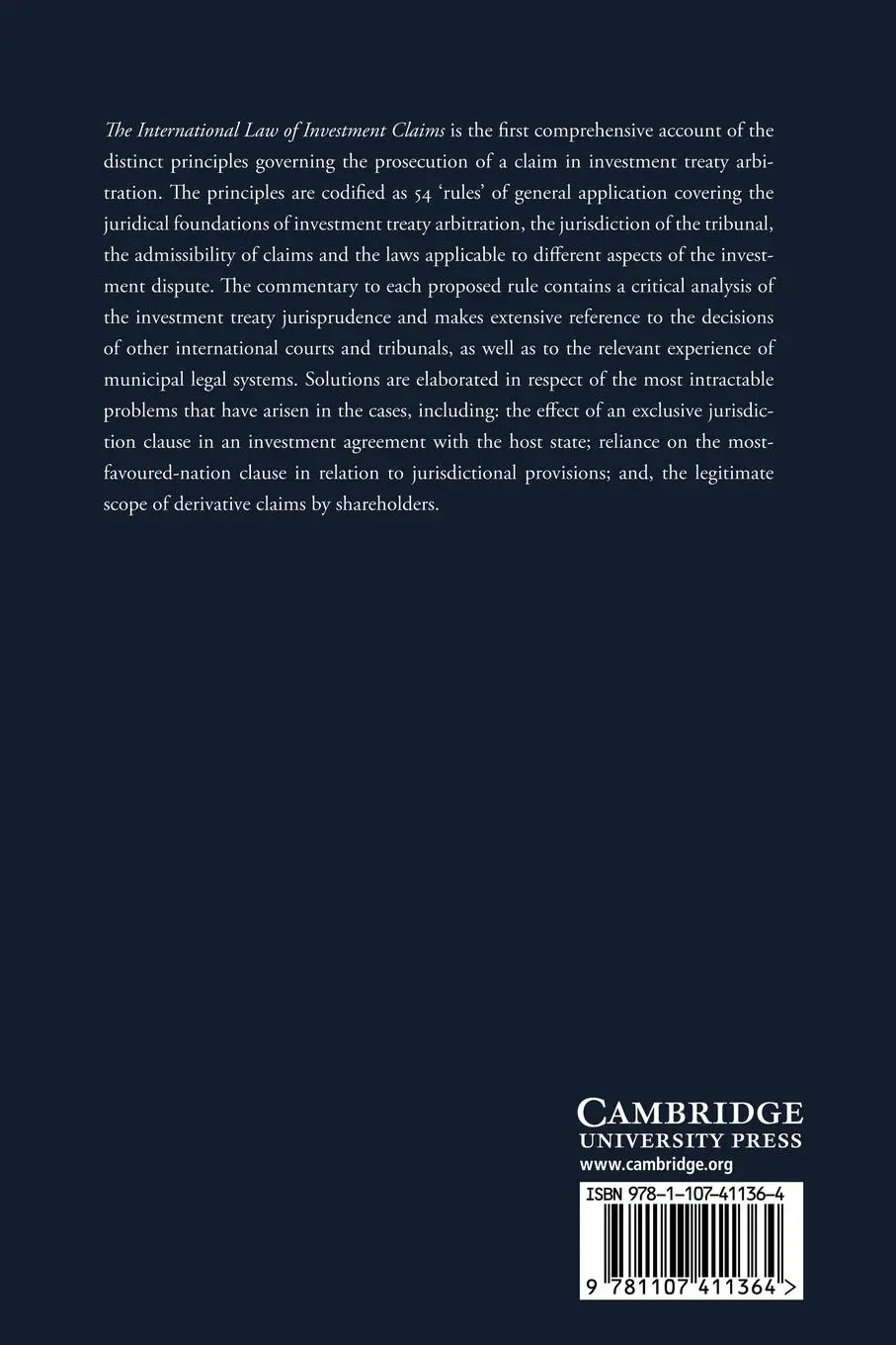 Rückseite: 9781107411364 | The International Law of Investment Claims | Zachary Douglas | Buch