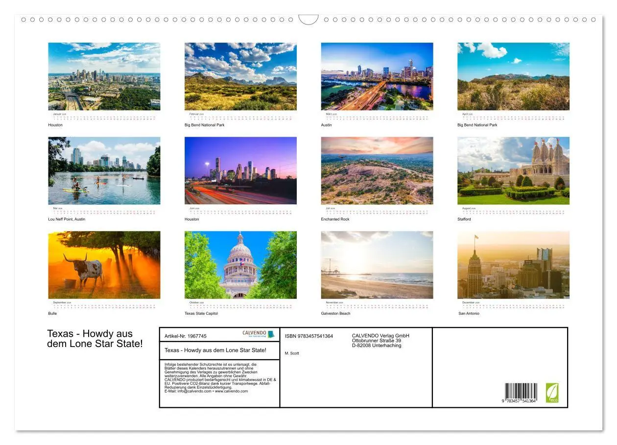 Bild: 9783457541364 | Texas - Howdy aus dem Lone Star State! (Wandkalender 2026 DIN A2...