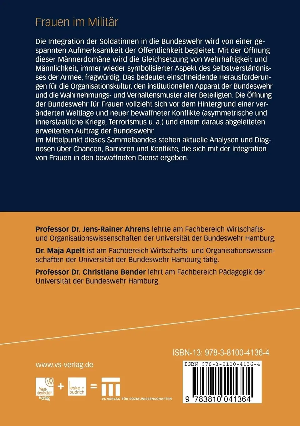 Rückseite: 9783810041364 | Frauen im Militär | Jens-Rainer Ahrens (u. a.) | Taschenbuch | 268 S.