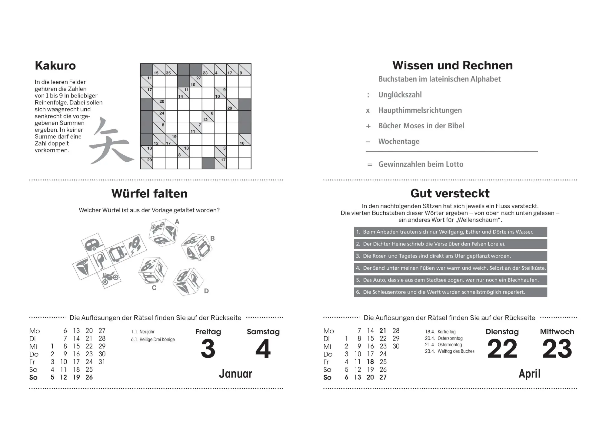 Bild: 9783809451464 | Fit im Kopf - der Gehirnjogging-Kalender 2026. Jeden Tag Denksport...