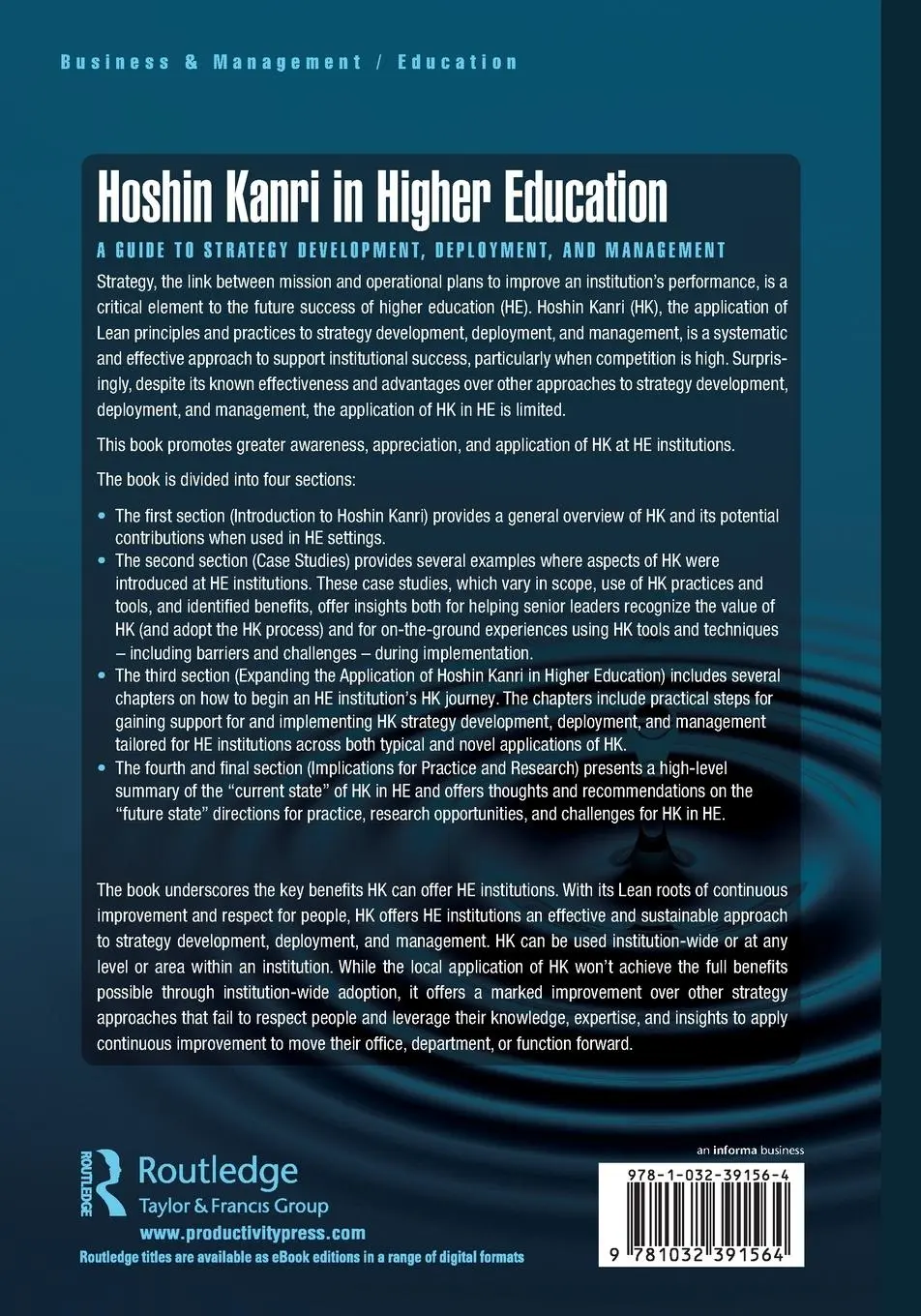Rückseite: 9781032391564 | Hoshin Kanri in Higher Education | William K. Balzer (u. a.) | Buch