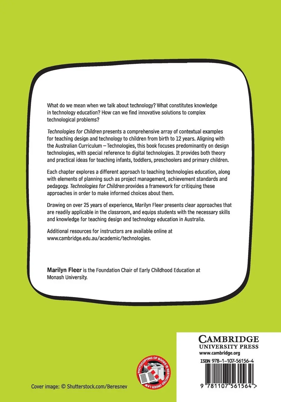 Rückseite: 9781107561564 | Technologies for Children | Marilyn Fleer | Taschenbuch | Englisch