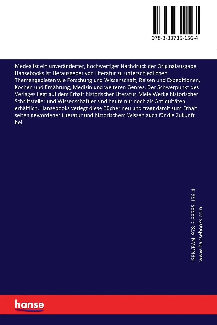 Rückseite: 9783337351564 | Medea | Franz Grillparzer | Taschenbuch | 136 S. | Deutsch | 2017